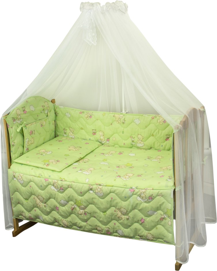 Комплект постельного белья Руно Радуга 60х120 см 7шт Детский Салатовый (960У_(Салатовий) ведмедик пу