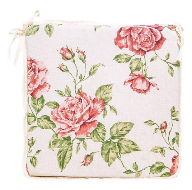 Подушка для стула Прованс Large pink Rose 40x40 см с мережкой (.003698)