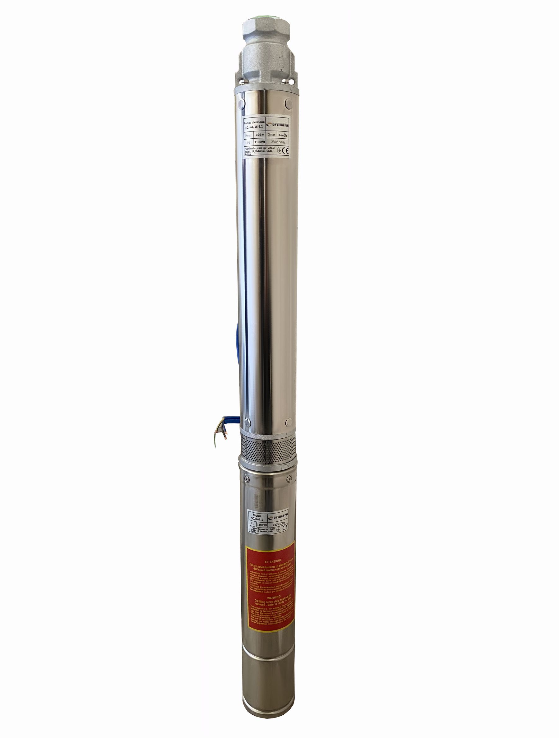Насос для скважины Optima PM 4QJm6/12 1.1 кВт 78 м 1.5 м кабель