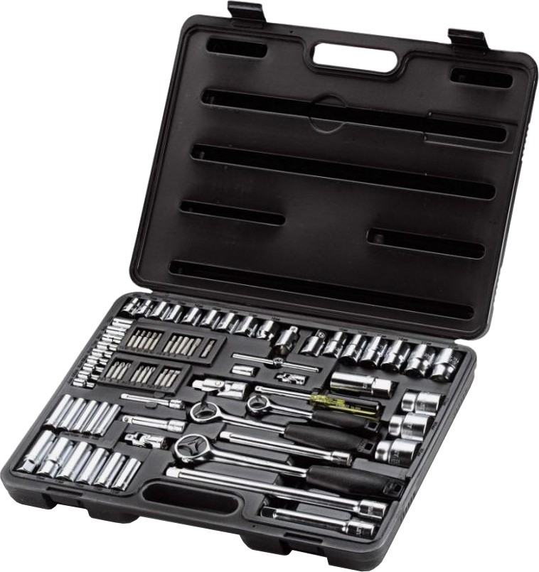 Набор головок торцевых Stanley 1/4", 3/8", 1/2" с инструментами, 75 шт (1-87-193)