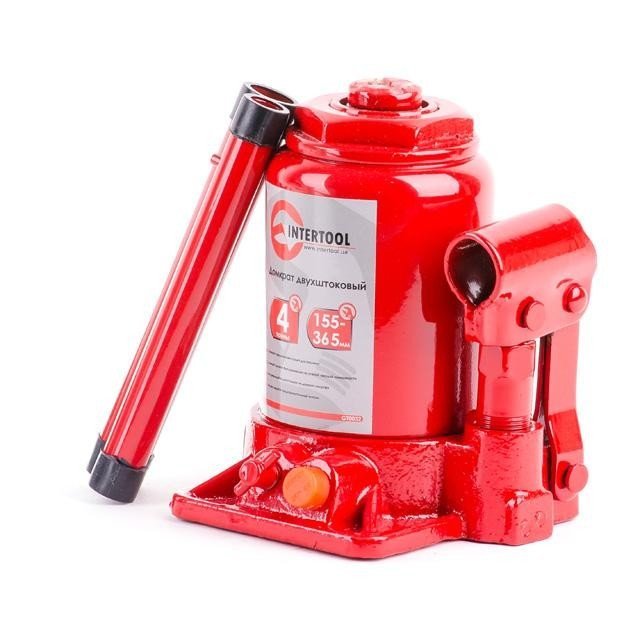 Домкрат бутылочный Intertool 2-хштоковый 4т (GT0032)
