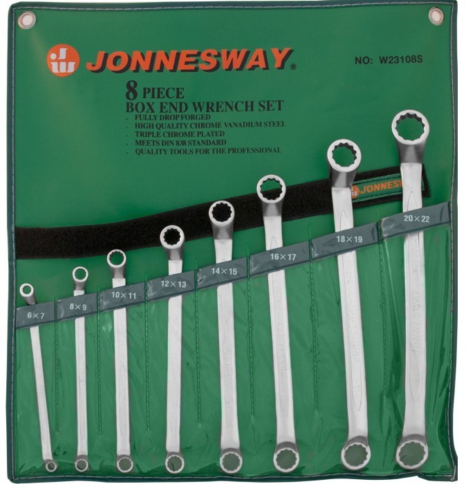 Набор ключей накидных 75-градусов Jonnesway 6-22 мм 8 предметов (W23108S)