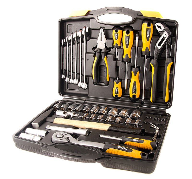 Набор инструментов и насадок торцевых Mastertool 1/4", 1/2" 56 шт CrV в кейсе (78-5156)