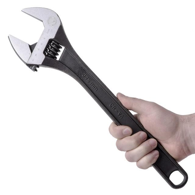 Ключ разводной Intertool 380мм, Cr-V, черный, фосфатированный (XT-0065)