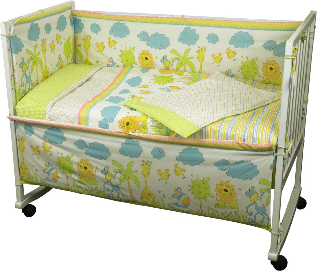 Комплект постельного белья Руно Джунгли 60х120 см 7шт Детский Салатовый (977Джунглі)