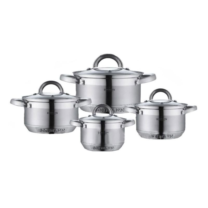 Набор кастрюль из нержавеющей стали Bohmann 8 предметов (BH 0716)