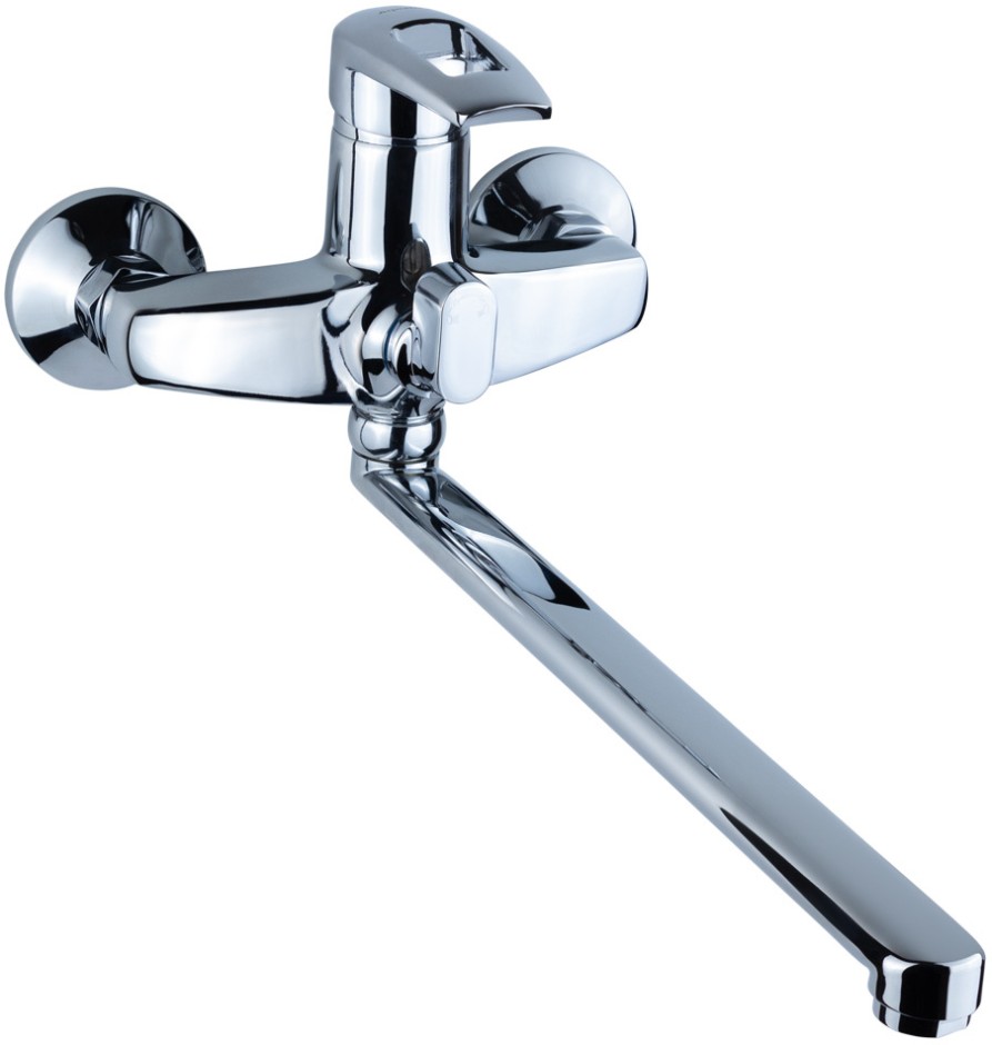 Смеситель для ванны Aquatica KM D35 гусак прямой 350мм дивертор встроенный картриджный (KM-2C233C)