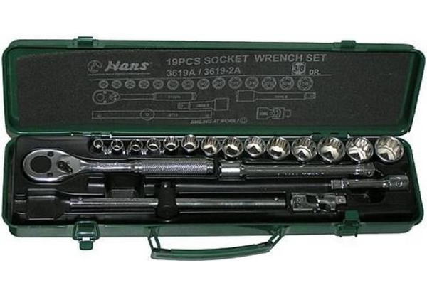 Набор торцевых головок Hans 3/8" 19 предметов 1/2"-7/8" 12 граней (3619-2А)