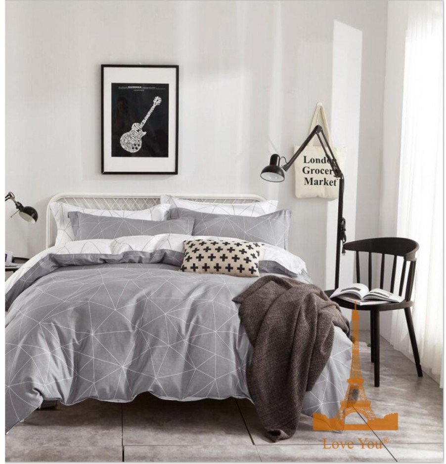 Постельное белье Love you Сатин Серое Полуторное (187007)