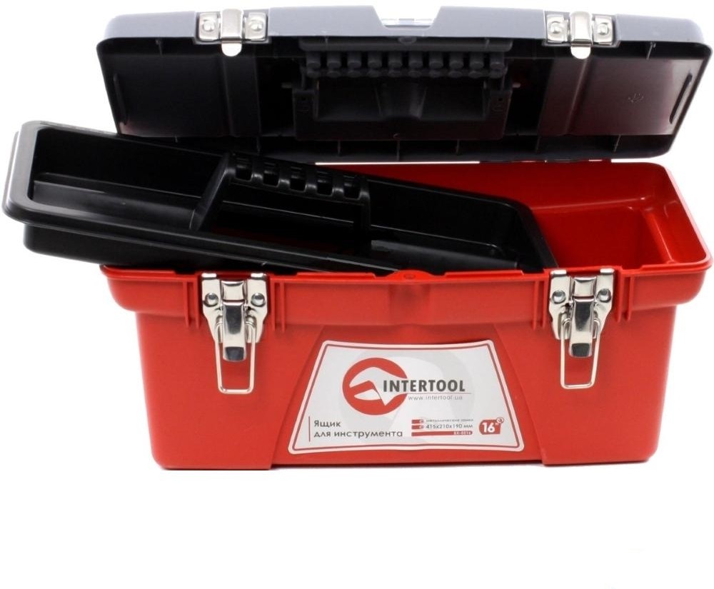 Ящик для инструментов Intertool с металлическими замками 16" 415х210х190 мм (BX-0516)