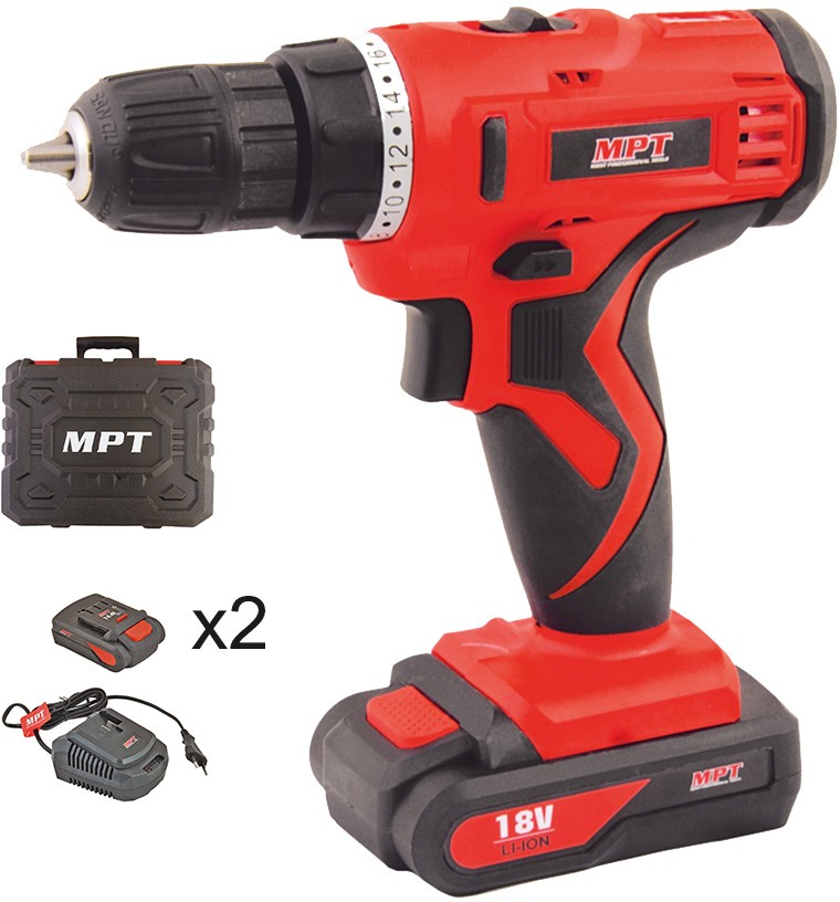 Шуруповерт Mastertool PROFI 18V Li-ion 1.3 Ач, 0-400/1450 об/мин, 10мм, 2 АКБ, кейс (MCDT1823.A2)