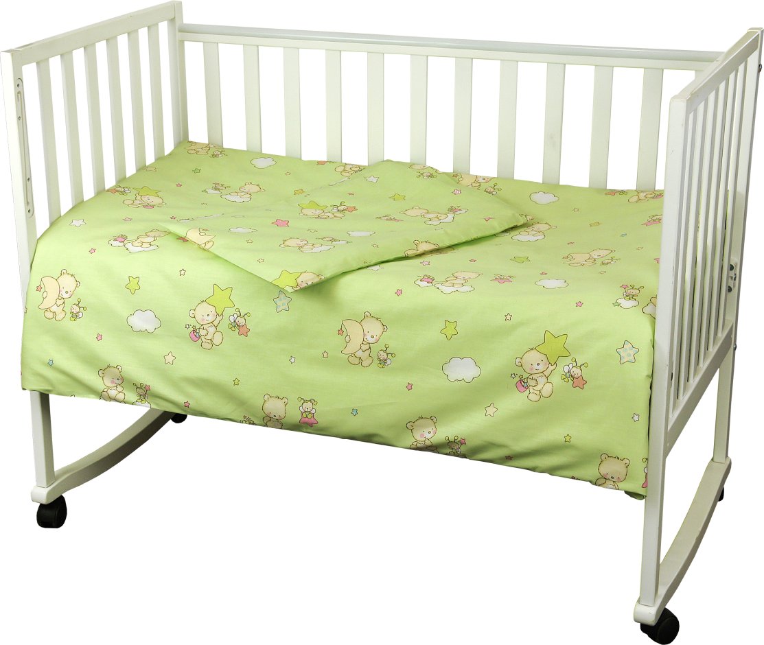 Комплект постельного белья Руно Младенец 60х120 см 3шт Детский Салатовый Мишки-пузатики (932.02_(Сал
