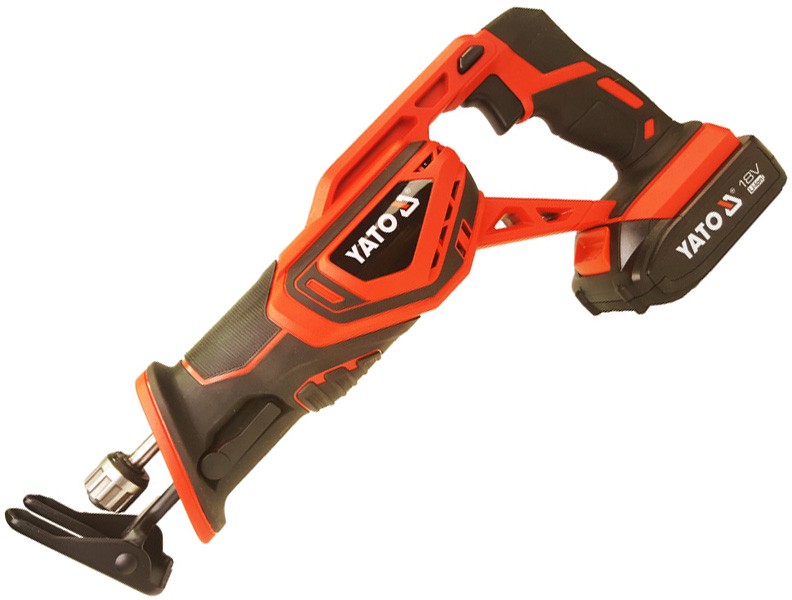 Сабельная пила аккумуляторная YATO Li-Ion 18 В, 2 Ач, с зарядным устройством (YT-82814)