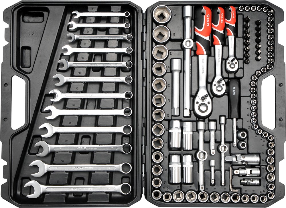 Набор головок торцевых Yato 1/2", 3/8", 1/4" с инструментами, насадками 111 шт (YT-38831)