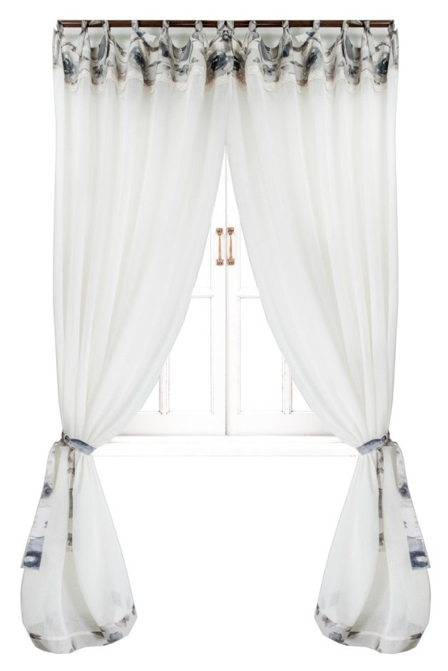 Штора Прованс Flowers Батист 170х145 см 2шт с кантом и мережкой (50418)