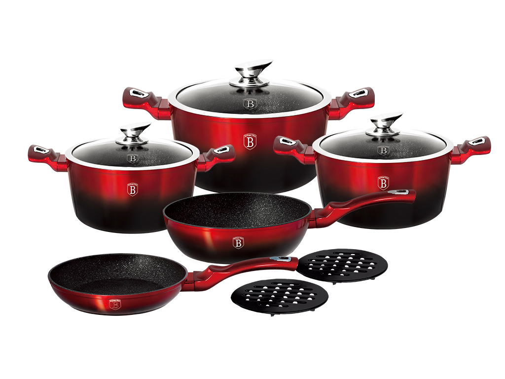 Набор посуды Berlinger Haus Black Burgundy Metallic Line 10 предметов (BH-1631N)