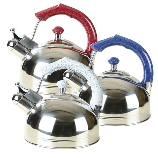 Чайник Maestro Rainbow со свистком 3.5 л стальной с белой ручкой (MR-1310)