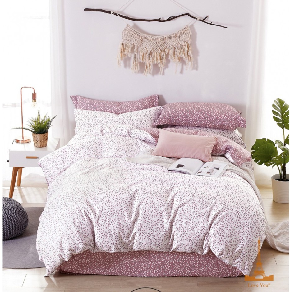 Постельное белье Love you Сатин Белое-Розовое Евро (198069)