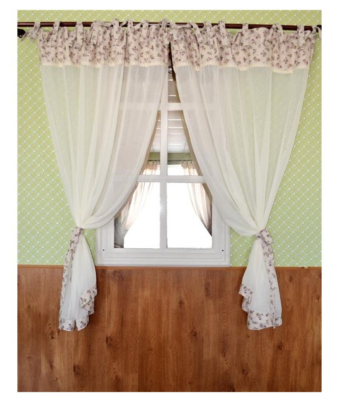 Штора Прованс Lilac Rose Батист 250х145 см 2шт Фиолетовая роза с кантом и мережкой (.003670)