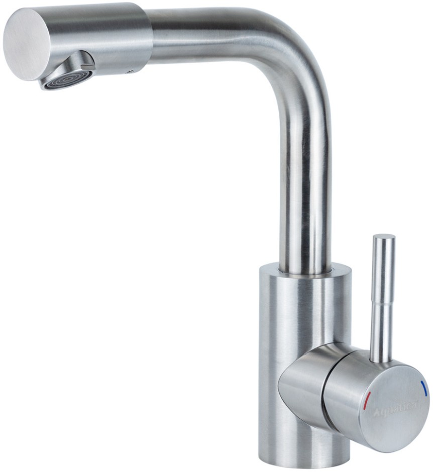 Смеситель для раковины Aquatica KT D35 Г-гусак на гайке SS (KT-1A370P)
