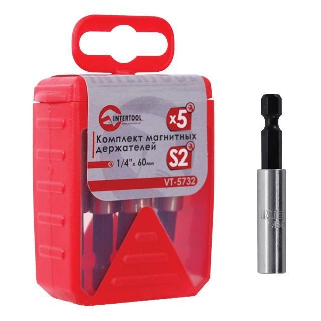 Комплект магнитных держателей Intertool 1/4"*60мм, 5шт (VT-5732)