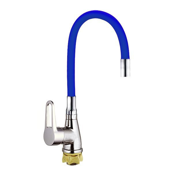 Смеситель для кухни ZERIX SOP7 146 с синим гибким изливом (ZX2655)