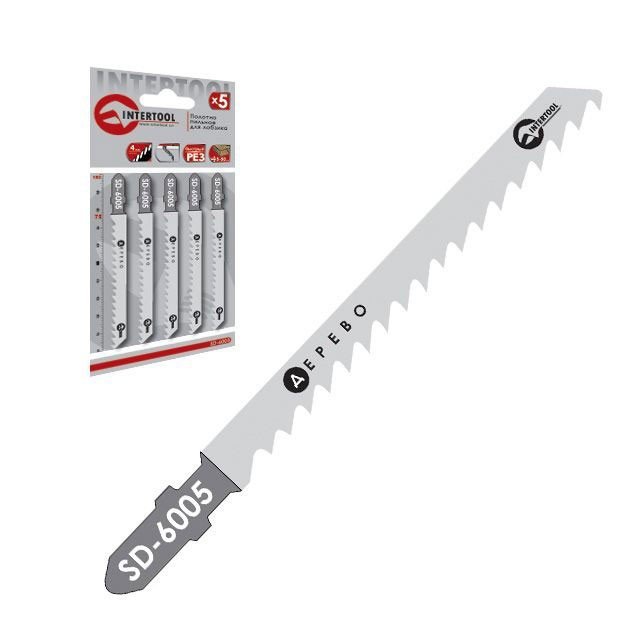 Полотно пильное Intertool для лобзика, 75мм, зубья 4.0мм, по дереву (SD-6005)