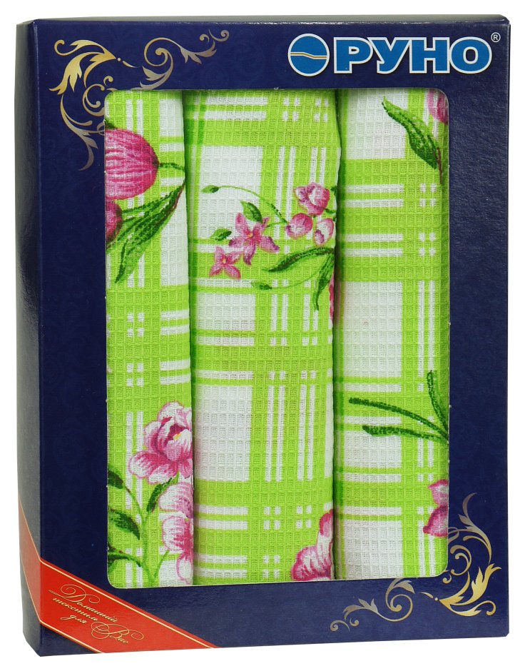 Набор вафельных полотенец Руно 35x70 см 3 шт (707_Салатовий тюльпан)