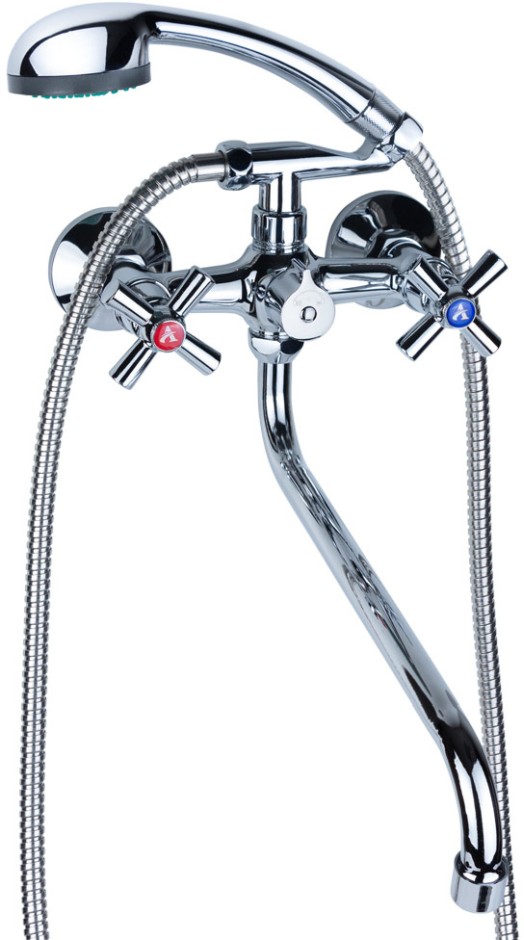 Смеситель для ванны Aquatica PM 1/2" гусак изогнутый дивертор встроенный картриджный (PM-2C457C)