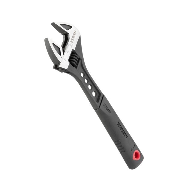 Ключ разводной Intertool 200мм кованный, рукоятка TPR, HRC 40-50, Cr-V STORM (XT-0075)
