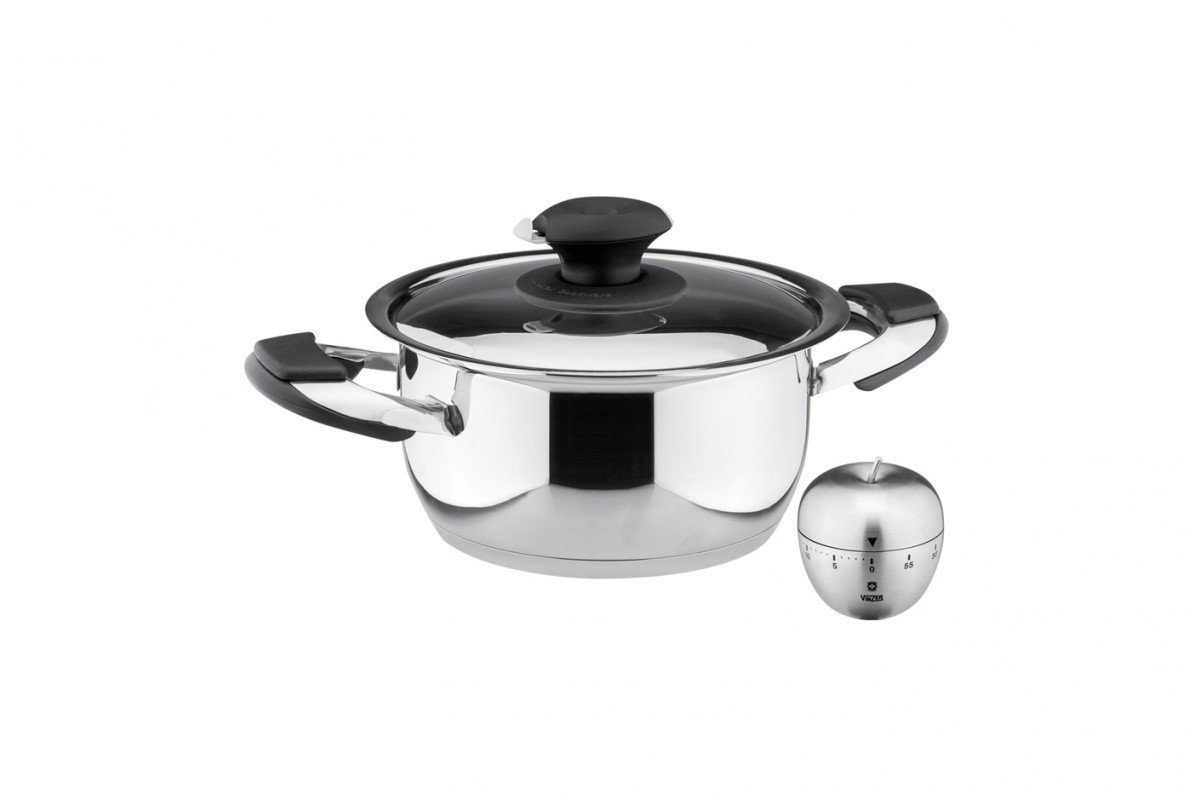 Кастрюля Vinzer с крышкой 18 cм / 2.4 л и кухонный таймер (89056)