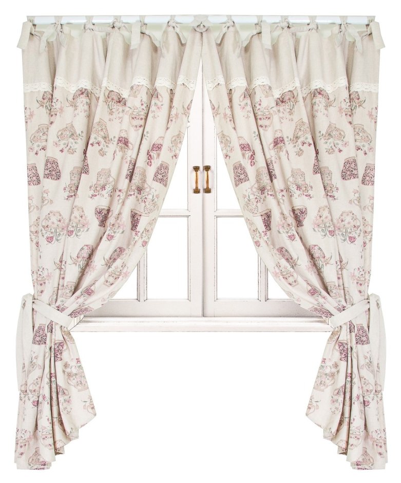 Штора Прованс Cups 170х140 см 2шт Розовая с мережкой (.003654)