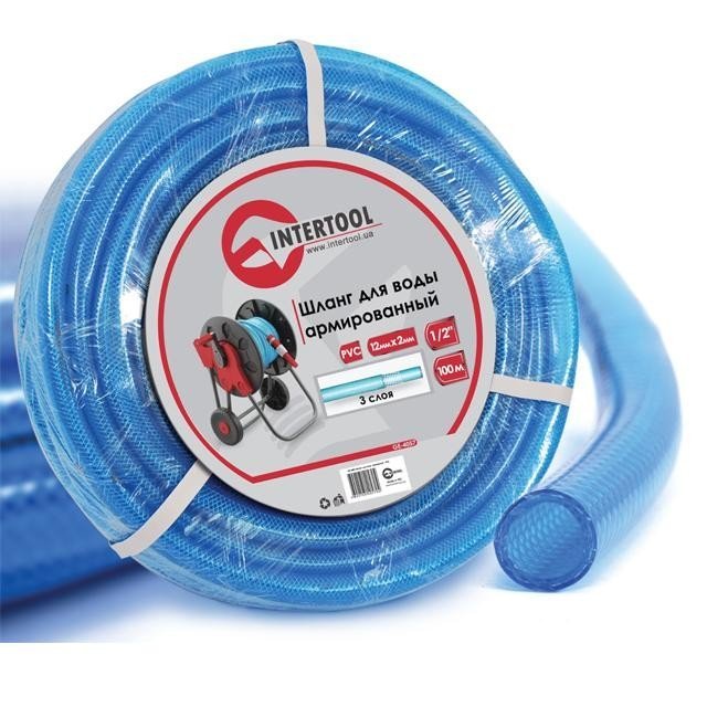Шланг Intertool для воды 3-х слойный 1/2", 100м, армированный PVC (GE-4057)