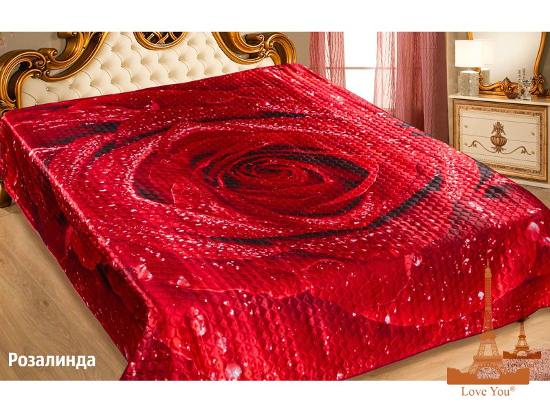 Покрывало Love you Розалинда Шелк 3D 200х220 см Красное