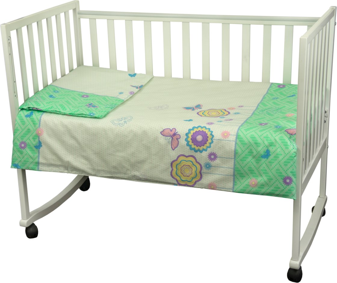Комплект постельного белья Руно Младенец 60х120 см 3шт Детский Салатовый бабочки-цветочки (932.02_(С