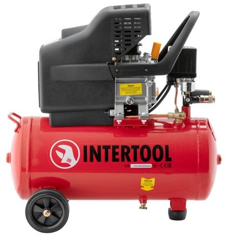 Компрессор Intertool 24л, 2HP, 1.5кВт, 220В, 8атм, 206л/мин (PT-0009)