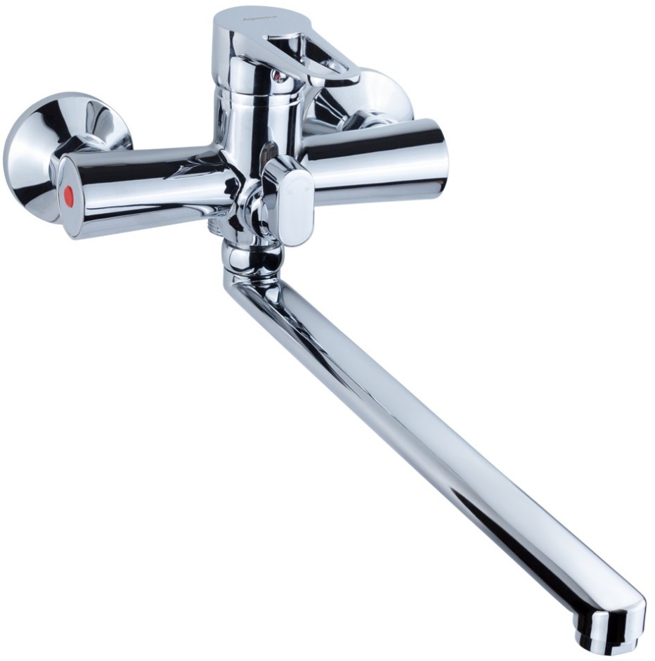 Смеситель для ванны Aquatica HK D35 гусак прямой 350мм дивертор встроенный картриджный (HK-2C230C)