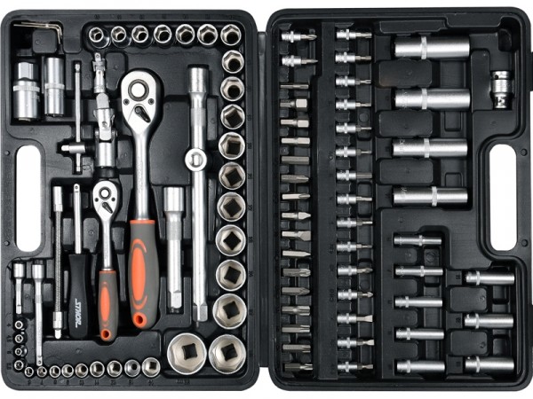 Набор головок торцевых, насадок Sthor 1/2" с инструментами 94 шт (58687)