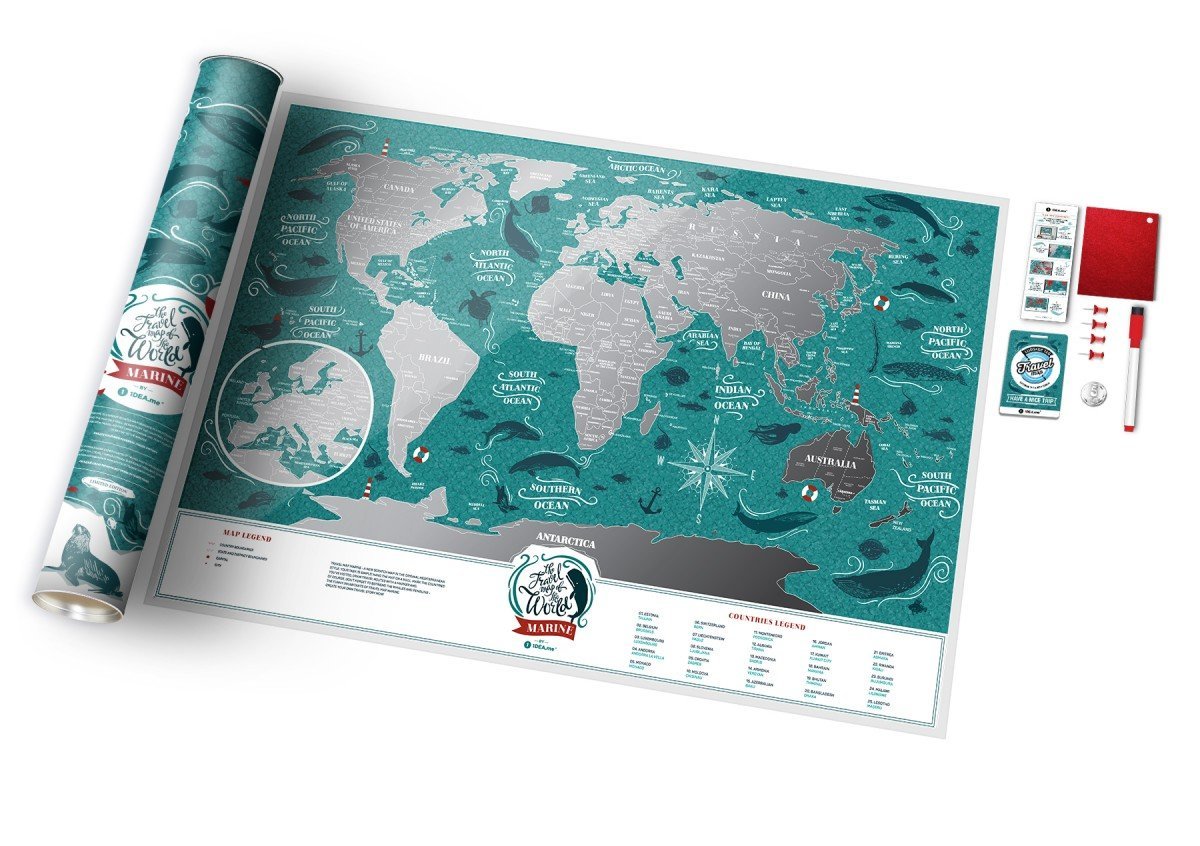 Скретч-карта мира Travel Map Marine World англ (тубус)