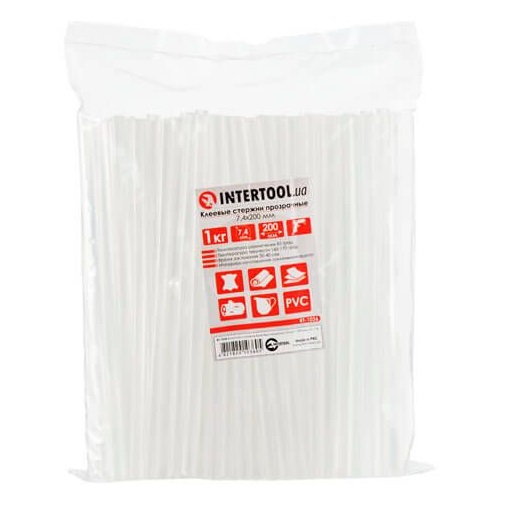 Комплект прозрачных клеевых стержней Intertool 7.4мм*200мм 1кг (RT-1036)