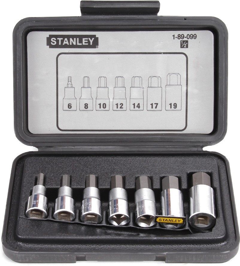 Набор головок торцевых Stanley 1/2" с насадками 6-гранными М6-19 мм, 7 шт (1-89-099)