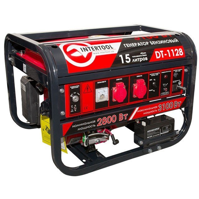 Генератор бензиновый Intertool 2.8 кВт, 6.5 л.с., 4-х тактный (DT-1128)