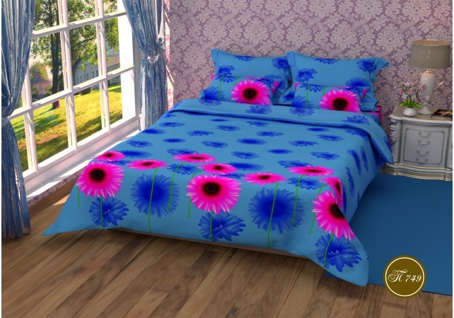 Постельное белье Leleka-Textile Полиэстер 175х210 Синие Двуспальное