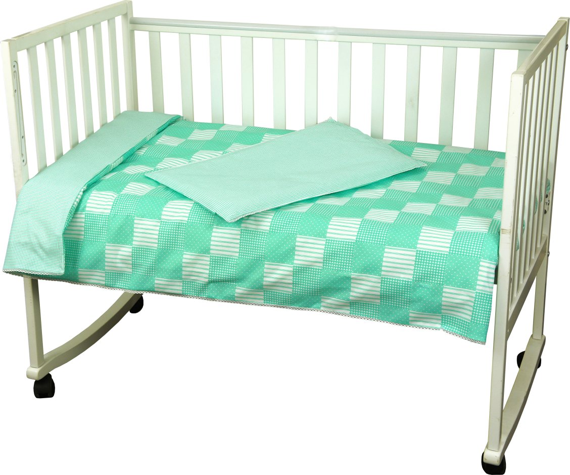Комплект постельного белья Руно Клетка 60х120 см 3шт Детский Зеленый (932Клітинка_зелений)