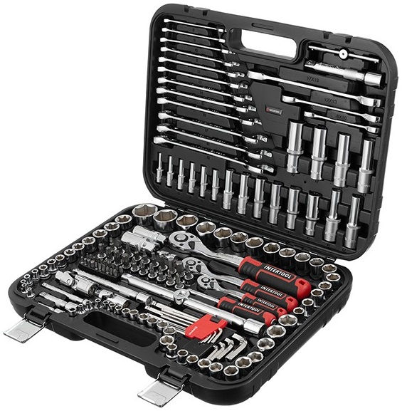 Набор инструментов Intertool 1/2" & 3/8" & 1/4" 156ед. Cr-V STORM (ET-8156)