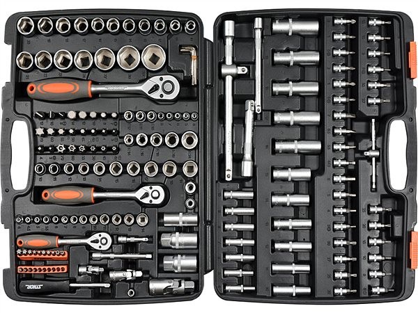 Набор головок торцевых, насадок Sthor 1/2" с инструментами 173 шт (58688)
