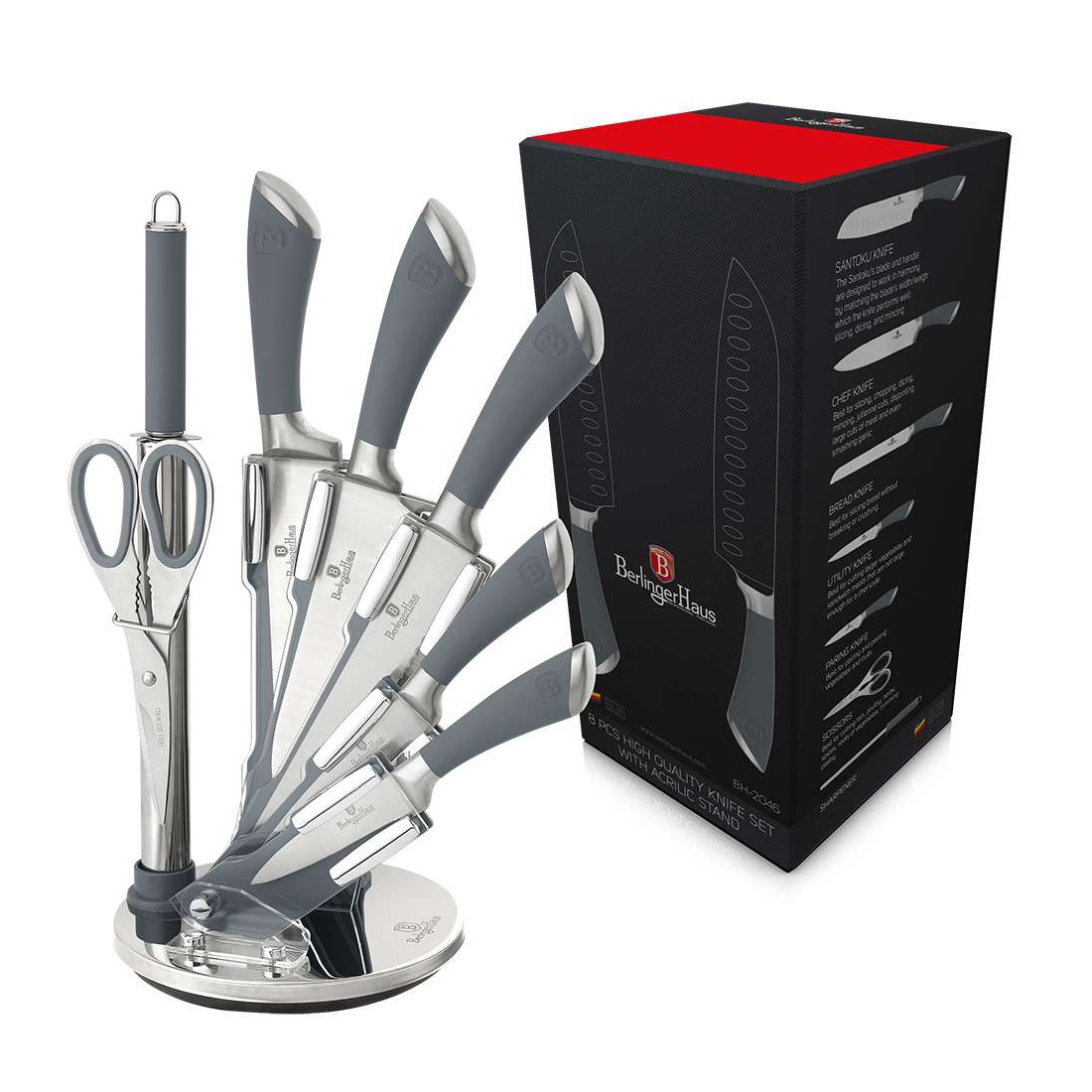 Набор ножей Berlinger Haus Gray Stainless steel Infinity Line 8 предметов (BH-2046)