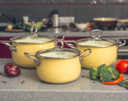 Набор эмалированных кастрюль Krauff Vanille 6 предметов (26-224-024)