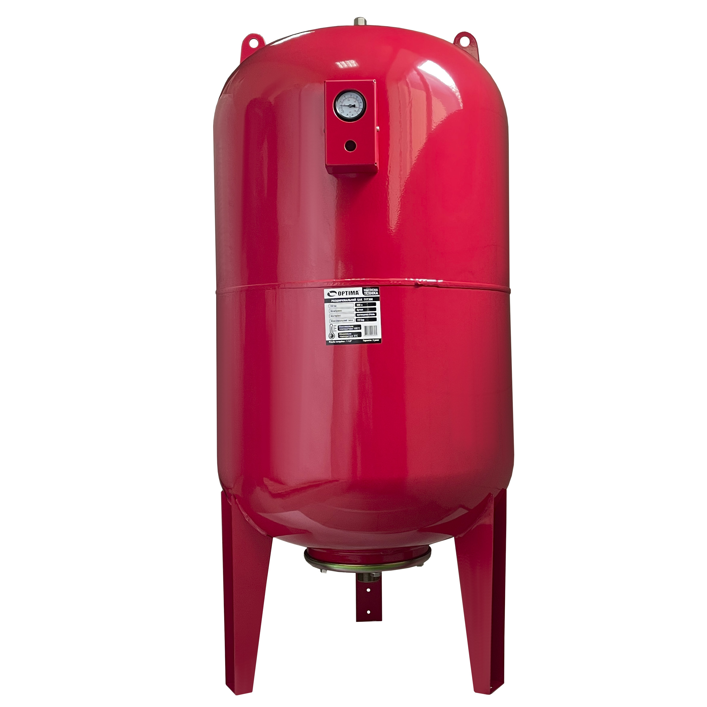 Бак Optima cal-pro для систем отопления 300л 10bar вертикальный с манометром