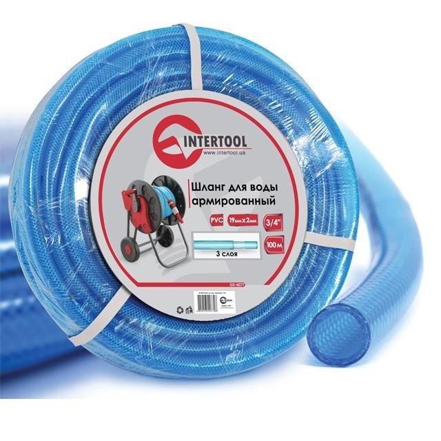 Шланг Intertool для воды 3-х слойный 3/4", 100м, армированный PVC (GE-4077)